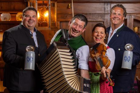 Trio of festival hosts Michael Bietsch, Florian Fendt and Manfred Kneifel together with Traudi Siferlinger